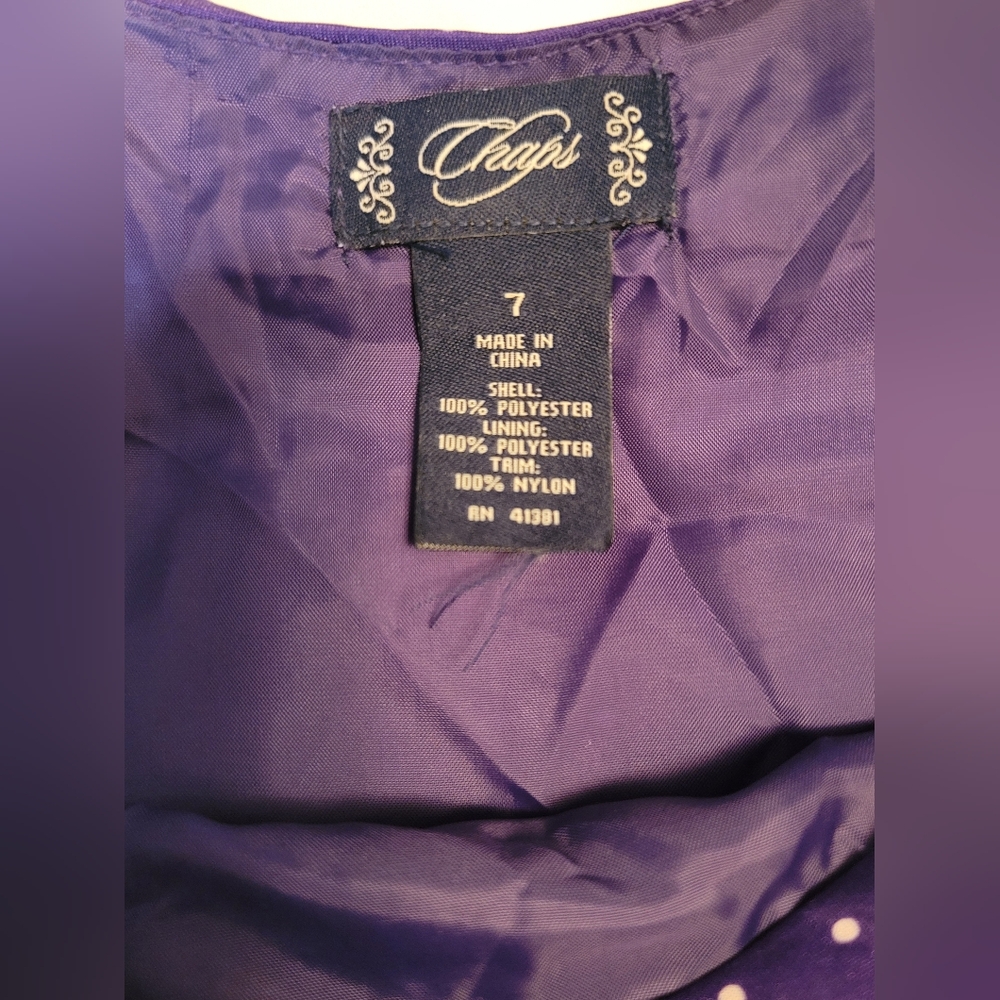 Chaps Purple Polka Dot Dress  Kids Size: 7 - Picture 5 of 6